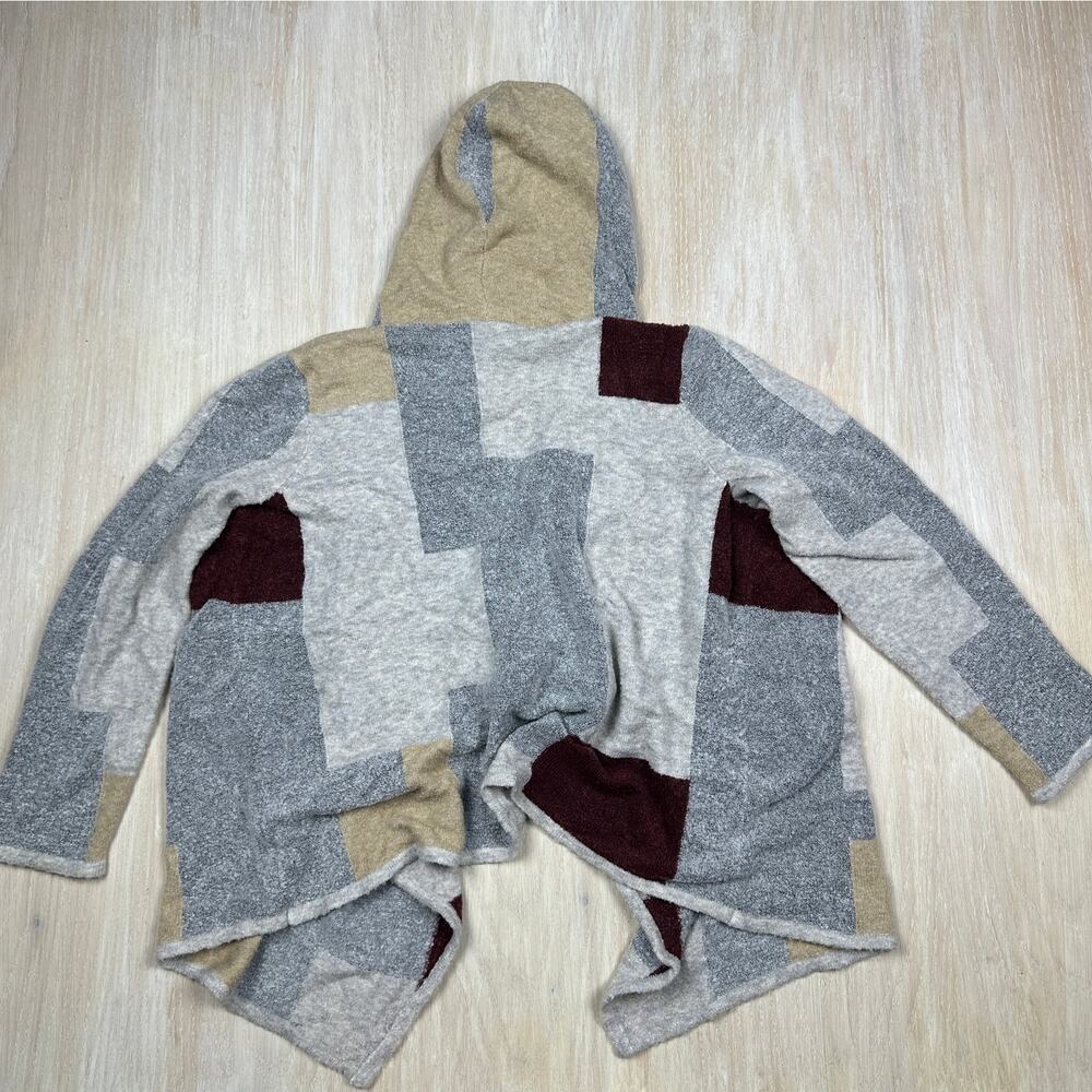 Lane Bryant Gray Color Block Open Front Shrug Hoo… - image 6